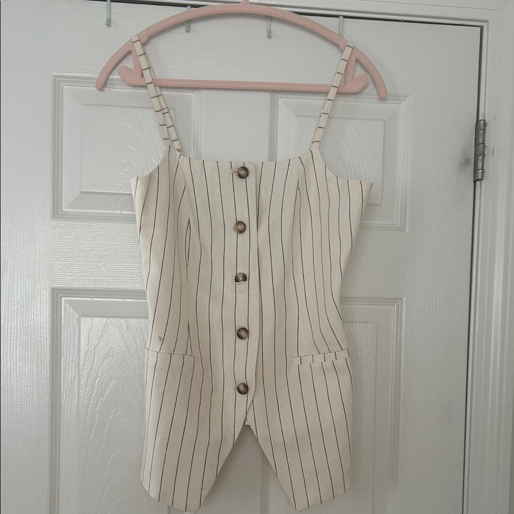 Cream Pinstripe Blazer Jacket - and vest both size Small - Picture 4 of 6